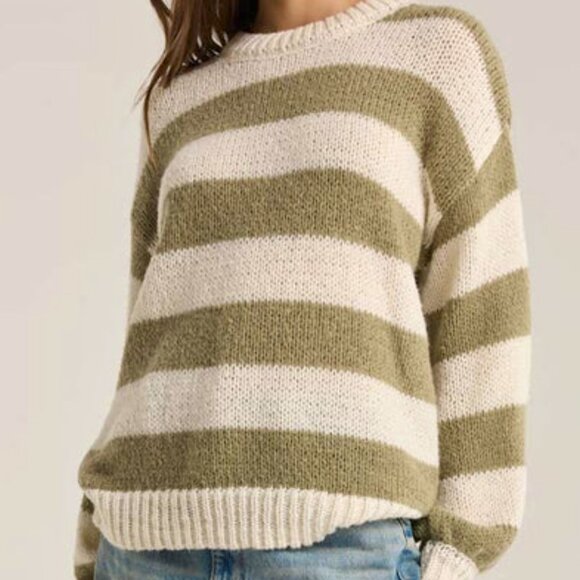 Z Supply Anders Striped Sweater – Willow Green/White – Size Small - Picture 5 of 10